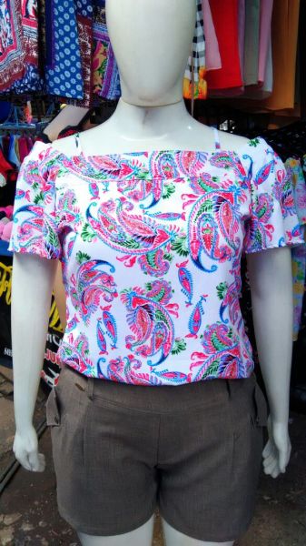 Blusa ciganinha em viscose estampado nos tamanhos P ao GG